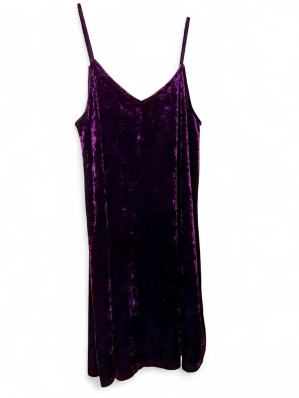 Plum Purple Crushed Velvet Adjustable Strap Whimsigoth Swing Slip Dress Medium